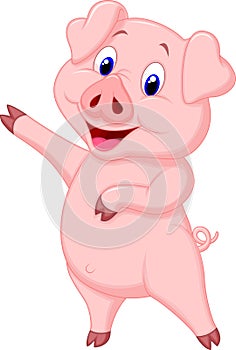 Cute pig cartoon presenting