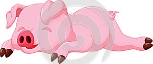 Cute pig cartoon sleeping