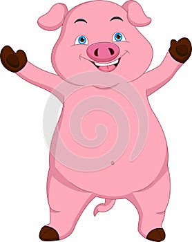 cute pig cartoon on white background