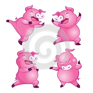Cute pig character actions