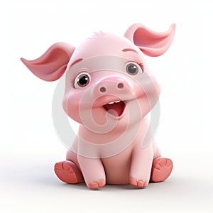 Cute Pig 3d Clay Render: Animated Exuberance And Childlike Innocence