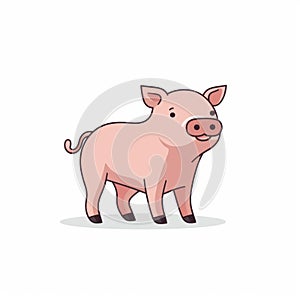 Cute Pig Illustration Minimalist Vector Art On White Background photo