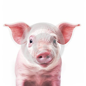 Cute pig portrait isolated. Illustration AI Generative