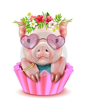 Cute Pig Realistic Portrait