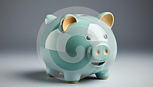 Cute piggy bank symbolizes wealth and successful savings generated by AI