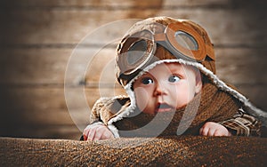 Cute pilot aviator baby newborn