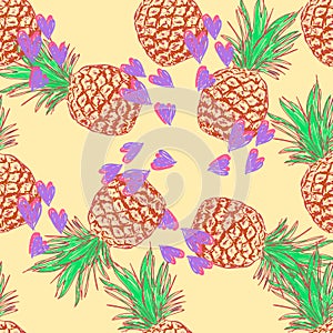 Cute pineapple pattern with text cool summer and heart