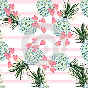 Cute pineapple pattern with text cool summer and heart