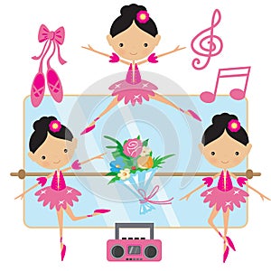 Cute pink ballerina vector illustration