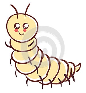 Cute pink centipede, illustration, vector