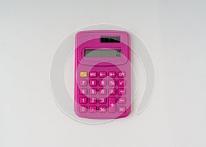 Cute pink color calculator isolated white background