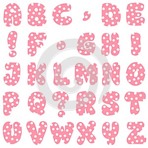 Cute Pink Dotty Polka Dot Spotty Alphabet Lettering Font