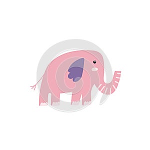 Cute pink elephant in cartoon style. Perfect for baby and kids design