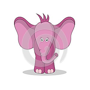 Cute pink elephant vector illustration