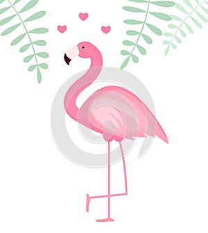 Cute Pink Flamingo Icon Vector Illustration