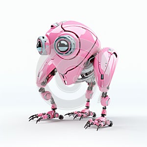 Cute pink flamingo robot robotic bird isolated over white background. AI Generated