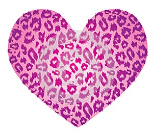 A cute pink heart with leopard print pattern