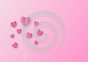 Cute pink heart shape flowers bouquet on pink background