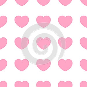 Cute pink hearts romantic seamless patttern. Texture for wallpapers, fabric, wrap, web page backgrounds, vector illustration