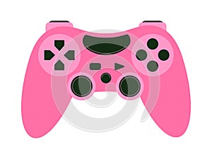 Cute pink joystick for girl or woman, icon for computer video games