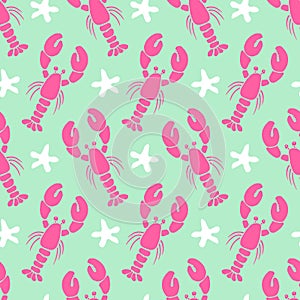Cute pink lobsters