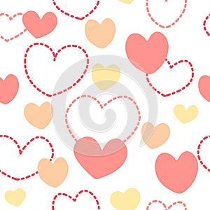 Cute pink,orange color heart seamless background