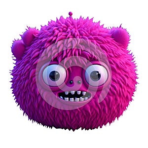 Cute pink, purple furry monster on a transparent background