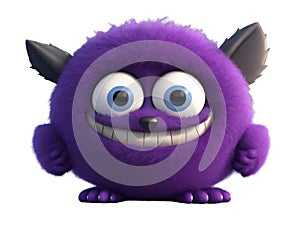 Cute pink, purple furry monster on a transparent background