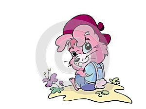 Cute pink rabbit