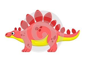 Cute pink stegosaurus dinosaur.