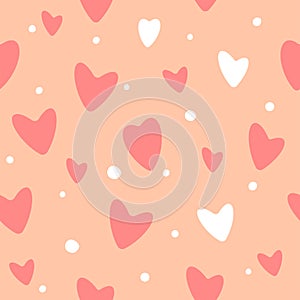 Cute pink,white color heart seamless background