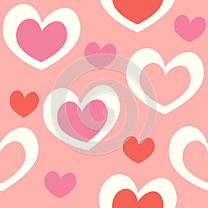 Cute pink,white,orange color heart seamless background