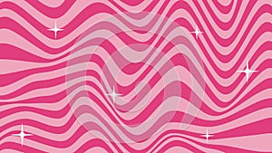 Cute pinky abstract background in barbie core 2000s style. Trendy psychedelic retro style backdrop. Waves, swirl, twirl