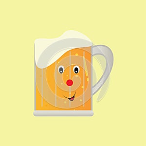 Cute pint of beer character cartoon style on white background