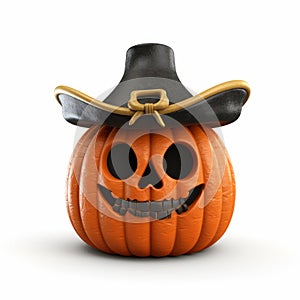 Cute Pirate Hat Pumpkin: 3d Render Christmas Jackolantern