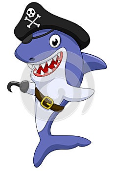 Cute pirate shark cartoon photo