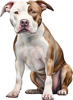 Cute Pitbull, a watercolor painting of a cute Pitbull. AI-Generated.