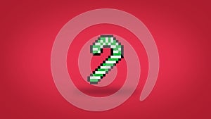 Cute pixel 8 bit green candy cane background - high res 4k Christmas wallpaper