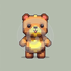 Cute Pixel Art Bear: Playful Animation In Minecraft Style photo