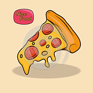 Cute pizza handrawing concept