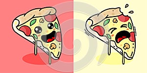 Cute pizza slice mascot vector with different expression