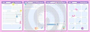 Cute planner templates. Daily, weekly, monthly and yearly planners