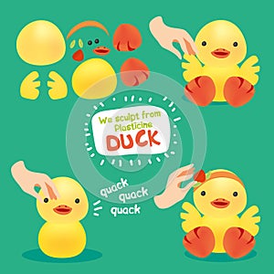 Cute Plasticine Duck Step Instruction for Kid