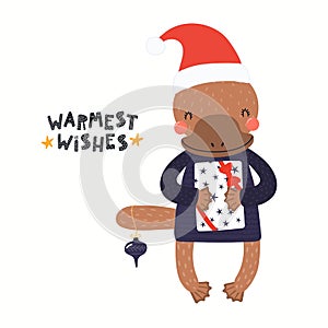 Cute platypus Christmas card