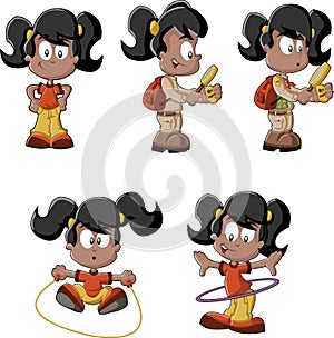 Cute playful cartoon black girl