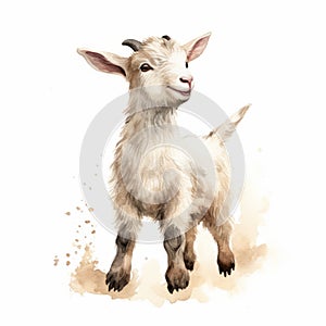 Watercolor Baby Goat Illustration With Detailed Character Style photo