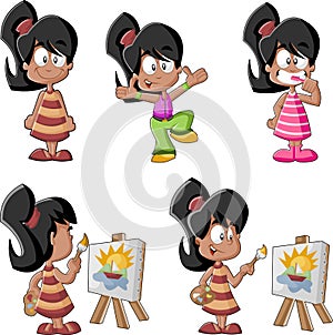 Cute playful cartoon latin girl