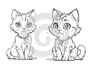 Cute and Playful Cat Designs in Line Art for Coloring
