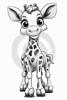 Cute and playful giraffe in a cartoon style, perfect for drawing and coloring book activities