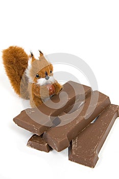 Cute plushy squirrel with a chocolate letter